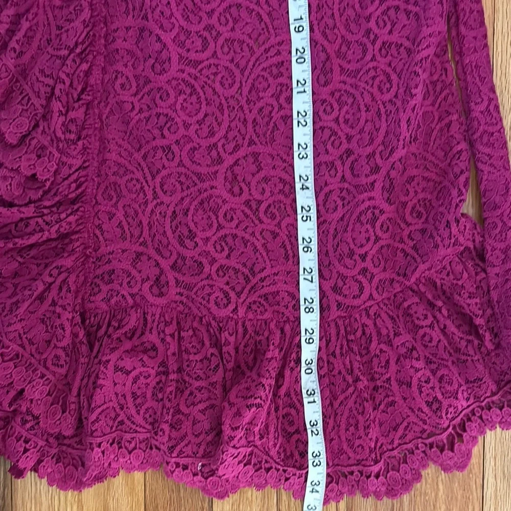 Free People Chic Magenta Lace Dress with Ruffles - Picture 10 of 11